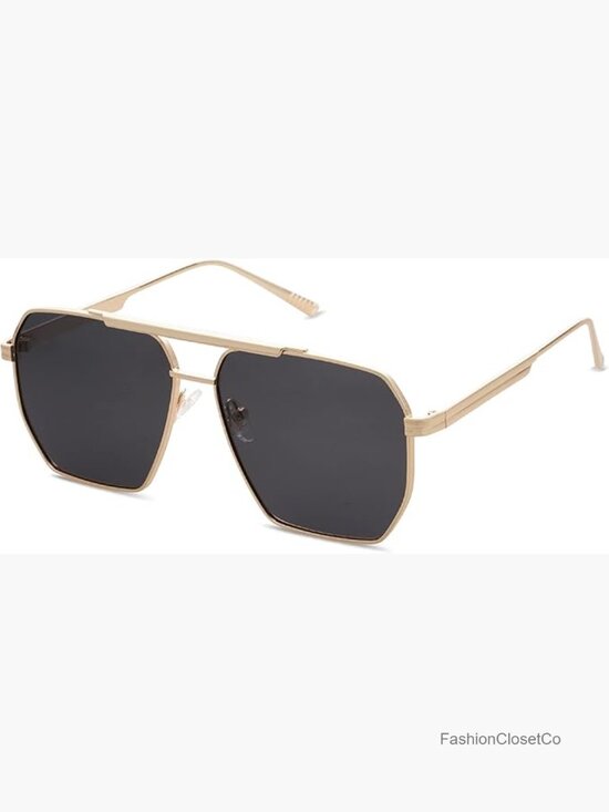 Retro Oversized Square Polarized Metal Sunglasses